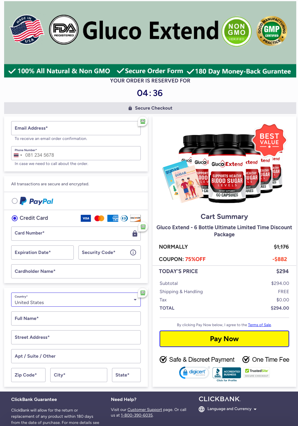 Gluco Extend Official Website Secure Order Page